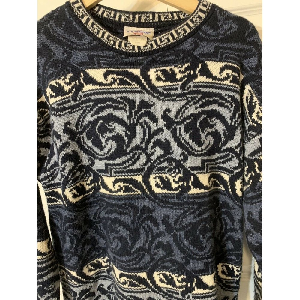 VINTAGE JJ POOLE Knit Pullover Sweater‎ Mens Sz M Blue Made in USA